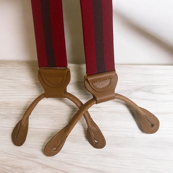 TRAFALGAR Suspenders Silk Maroon & Blue Center Stripe OS NEW - Picture 11 of 13